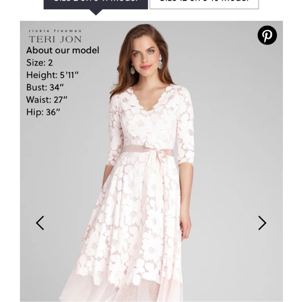 Teri Jon Women's Cream Floral Lace Midi Dress